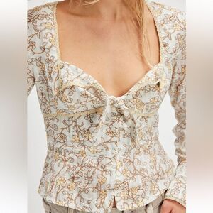 Free People Call Me Baby Long Sleeve Blouse-Daisy Combo NWOT